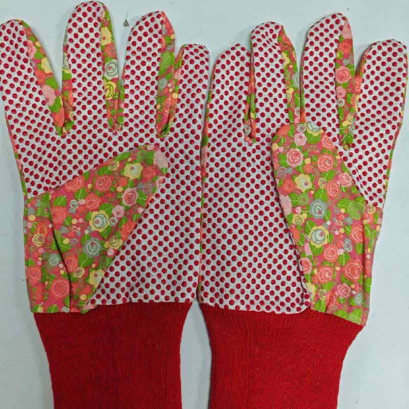 Schutzhandschuhe für die Gartenarbeit mit Blumendruck (3 Paar)
