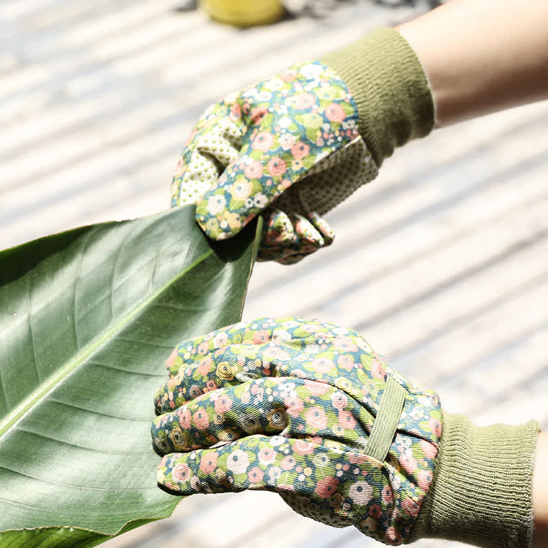 Schutzhandschuhe für die Gartenarbeit mit Blumendruck (3 Paar)