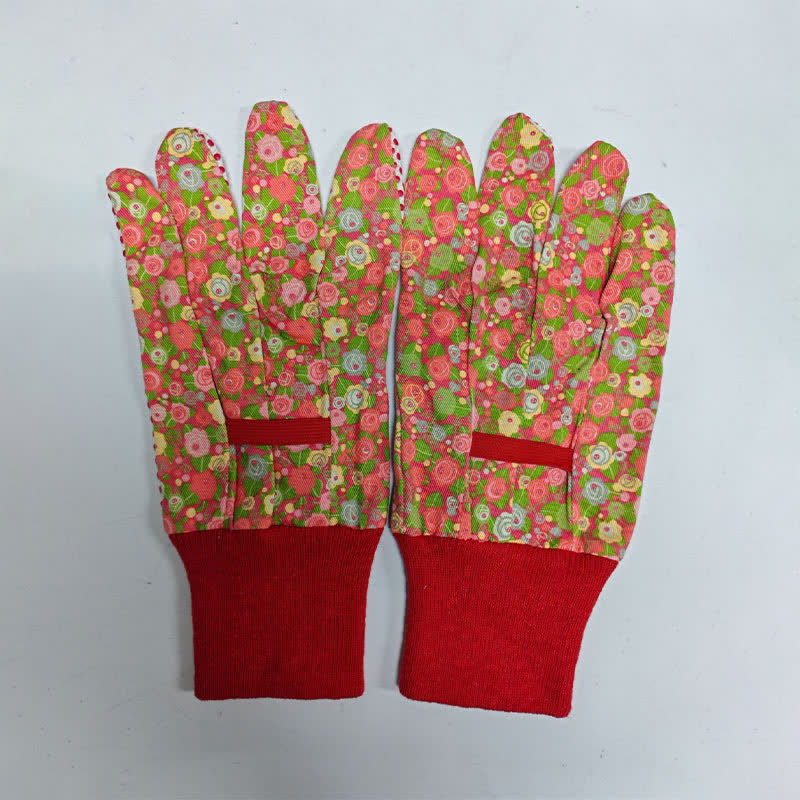 Schutzhandschuhe für die Gartenarbeit mit Blumendruck (3 Paar)