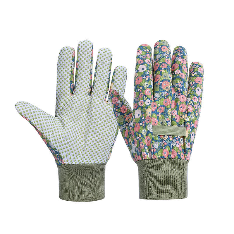 Schutzhandschuhe für die Gartenarbeit mit Blumendruck (3 Paar)