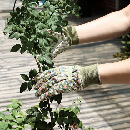 Schutzhandschuhe für die Gartenarbeit mit Blumendruck (3 Paar)