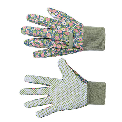 Schutzhandschuhe für die Gartenarbeit mit Blumendruck (3 Paar)