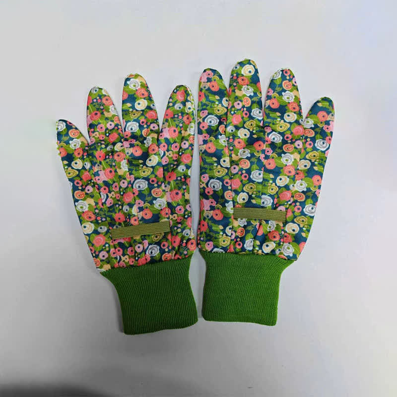 Schutzhandschuhe für die Gartenarbeit mit Blumendruck (3 Paar)