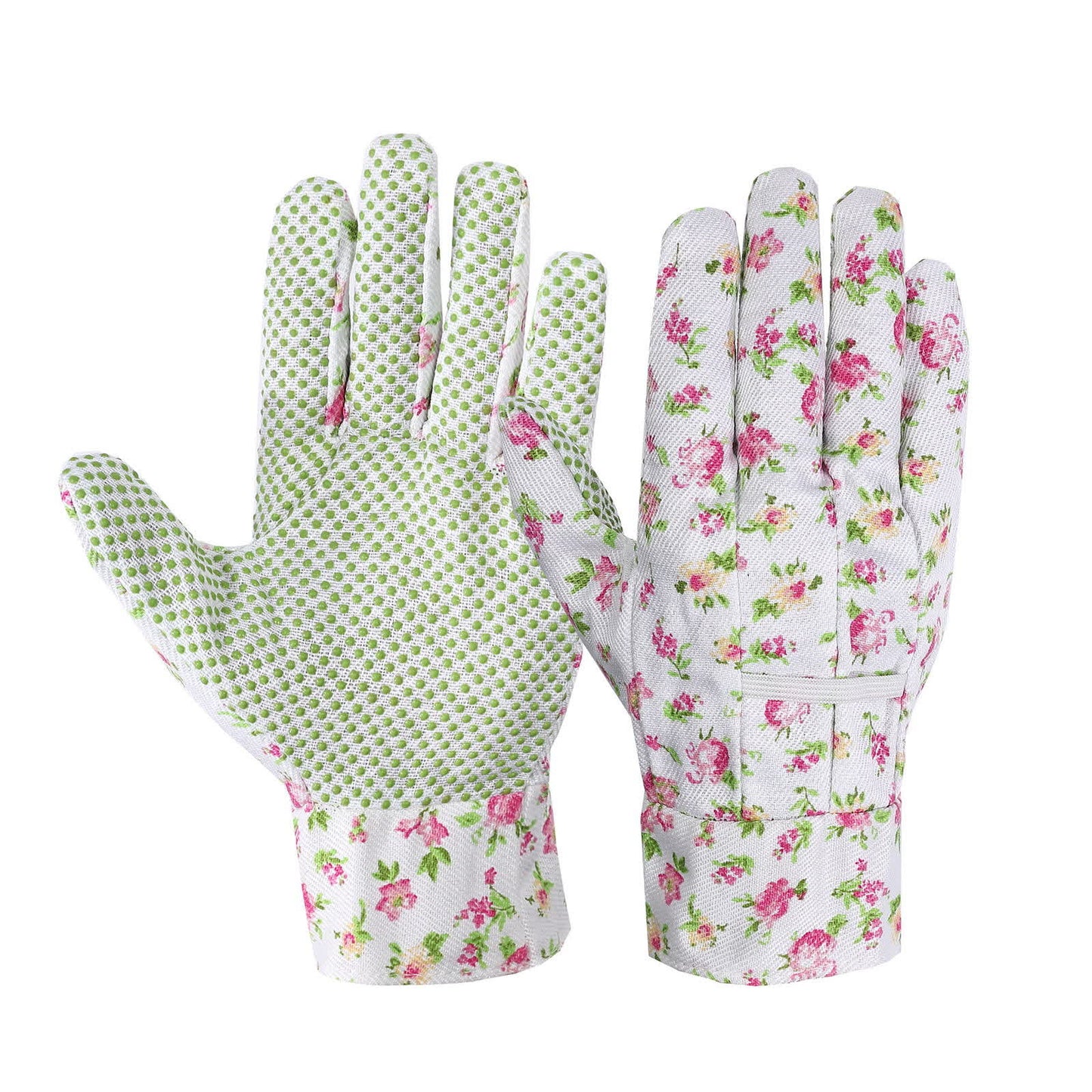 Elegante Gartenhandschuhe mit Blumendruck (3 Paar) - Rosa - Einheitsgröße - image 0