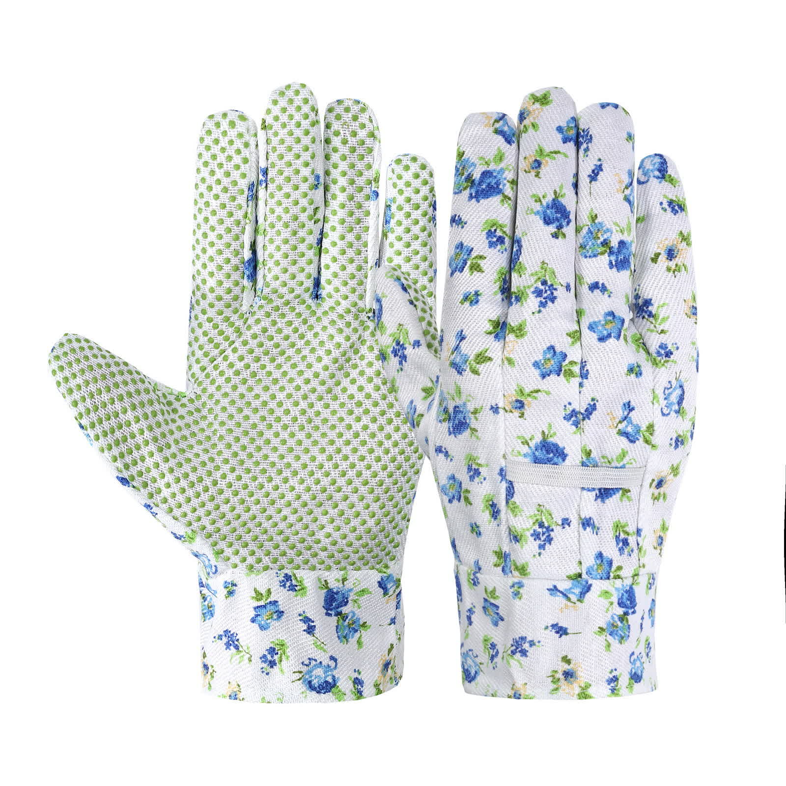Elegante Gartenhandschuhe mit Blumendruck (3 Paar) - Blau - Einheitsgröße - image 1