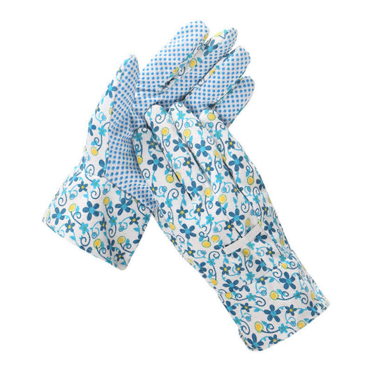 Strickhandschuhe zum Schutz des Gartens mit Blumenmuster (3 Paar) - Blau - Einheitsgröße - image 1
