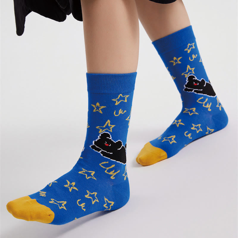 Viertelsocken mit niedlicher Cartoon-Illustration (5 Paar) - image 4