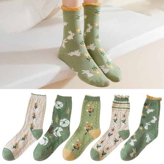 Viertelsocken mit Waldblumen-Staubblättern (5 Paar) - Mehrfarbig - EU36-40 (US3-7) - image 1