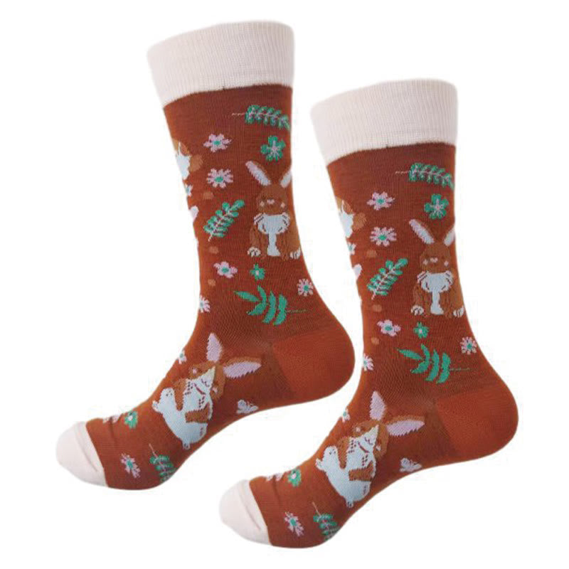 Viertelsocken mit Krokodil-Kaninchen-Motiv in Übergröße (6 Paar)