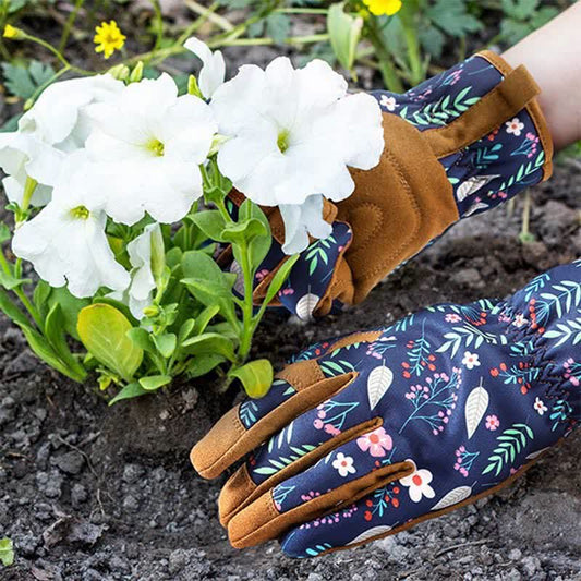 Gartenhandschuhe mit lebendigem Blumendruck - image 1