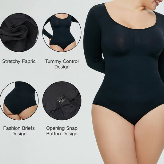 Nahtloser, langärmliger Shapewear-Body, einteilig