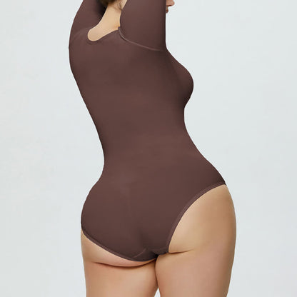 Nahtloser, langärmliger Shapewear-Body, einteilig