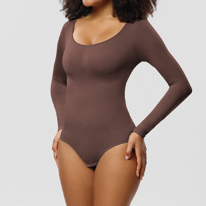 Nahtloser, langärmliger Shapewear-Body, einteilig