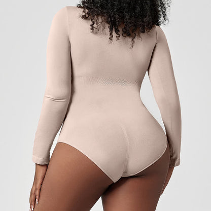 Nahtloser, langärmliger Shapewear-Body, einteilig