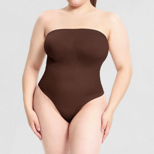 Sexy, einfarbiger, trägerloser Shapewear-Body