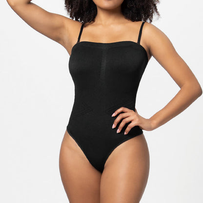 Sexy, einfarbiger, trägerloser Shapewear-Body