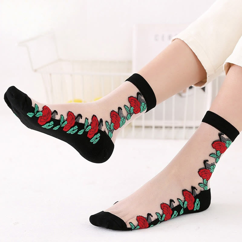 Rosafarbene, weiche Viertelsocken aus Eisseide (5 Paar)