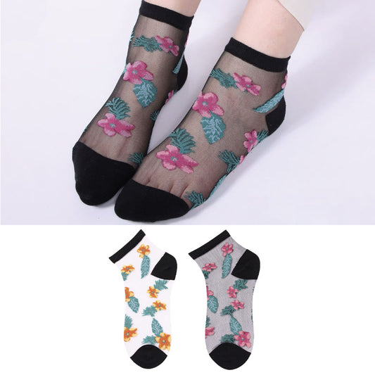 Söckchen mit Retro-Blumenmotiv (6 Paar) - Mehrfarbig*3 - EU36-40 (US3-7) - image 1