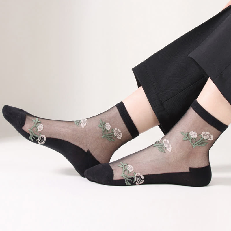 Elegante Blumen-Viertel-Socken (5 Paar) - image 2