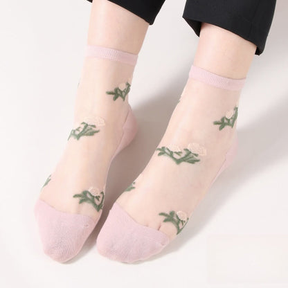 Elegante Blumen-Viertel-Socken (5 Paar) - Rosa - EU36-40 (US3-7) - image 8