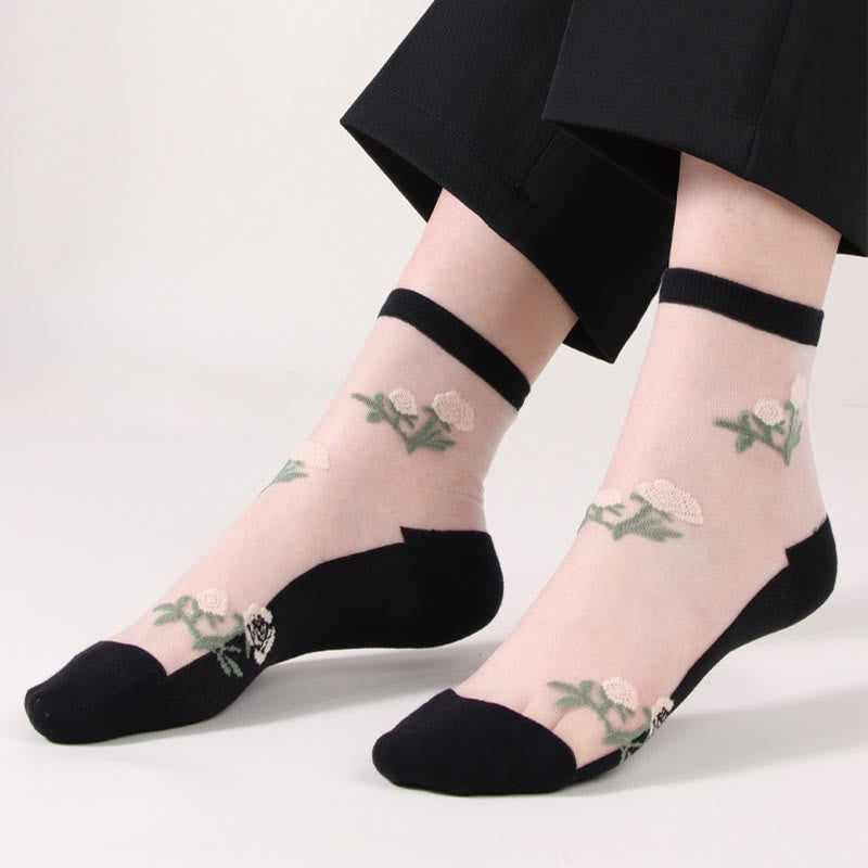 Elegante Blumen-Viertel-Socken (5 Paar) - image 5