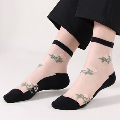 Elegante Blumen-Viertel-Socken (5 Paar) - image 5