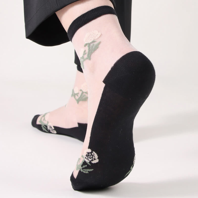 Elegante Blumen-Viertel-Socken (5 Paar) - image 8