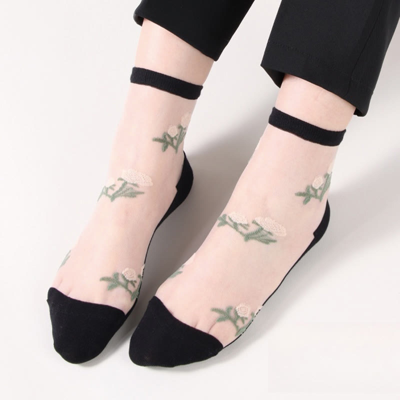 Elegante Blumen-Viertel-Socken (5 Paar) - Nackt - EU36-40 (US3-7) - image 3