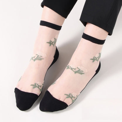 Elegante Blumen-Viertel-Socken (5 Paar) - Nackt - EU36-40 (US3-7) - image 3