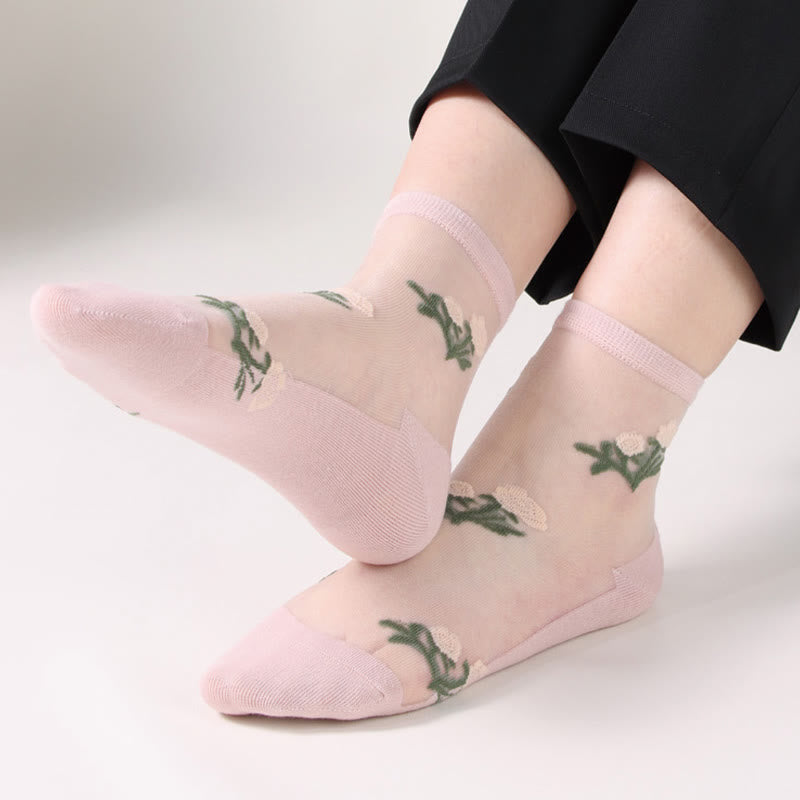 Elegante Blumen-Viertel-Socken (5 Paar) - image 10