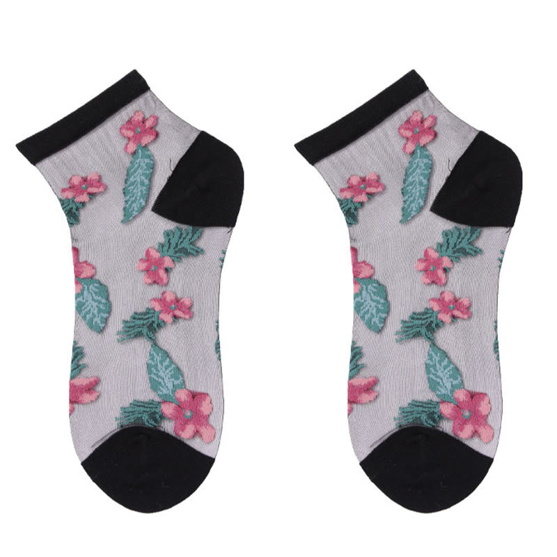Söckchen mit Retro-Blumenmotiv (6 Paar) - Schwarz - EU36-40 (US3-7) - image 6