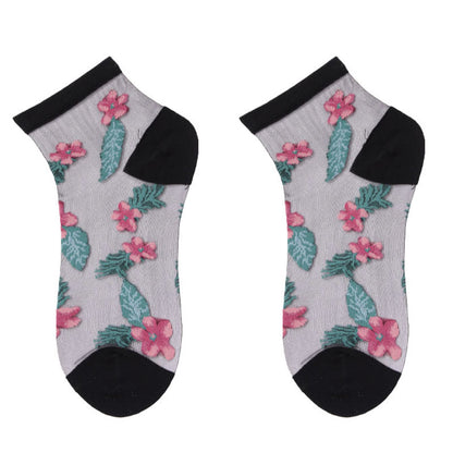 Söckchen mit Retro-Blumenmotiv (6 Paar) - Schwarz - EU36-40 (US3-7) - image 6