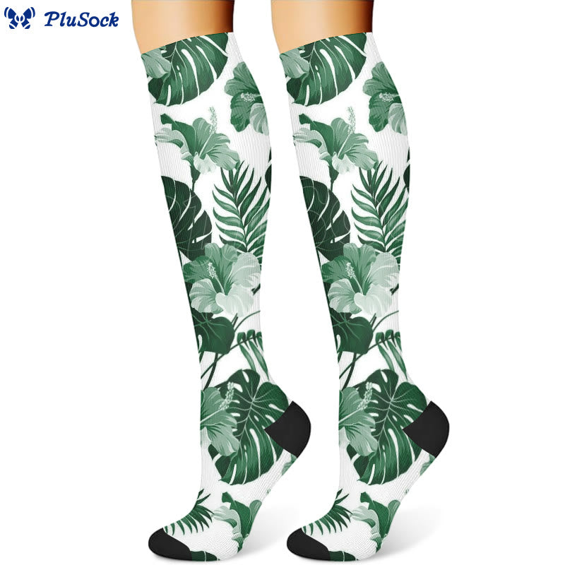 Kompressionsstrümpfe mit Monstera-Blättern (3 Paar) - image 3