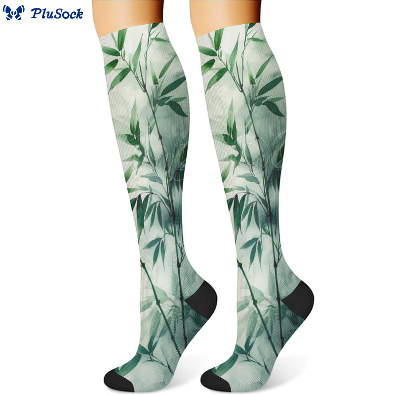Kompressionsstrümpfe mit Monstera-Blättern (3 Paar) - image 4