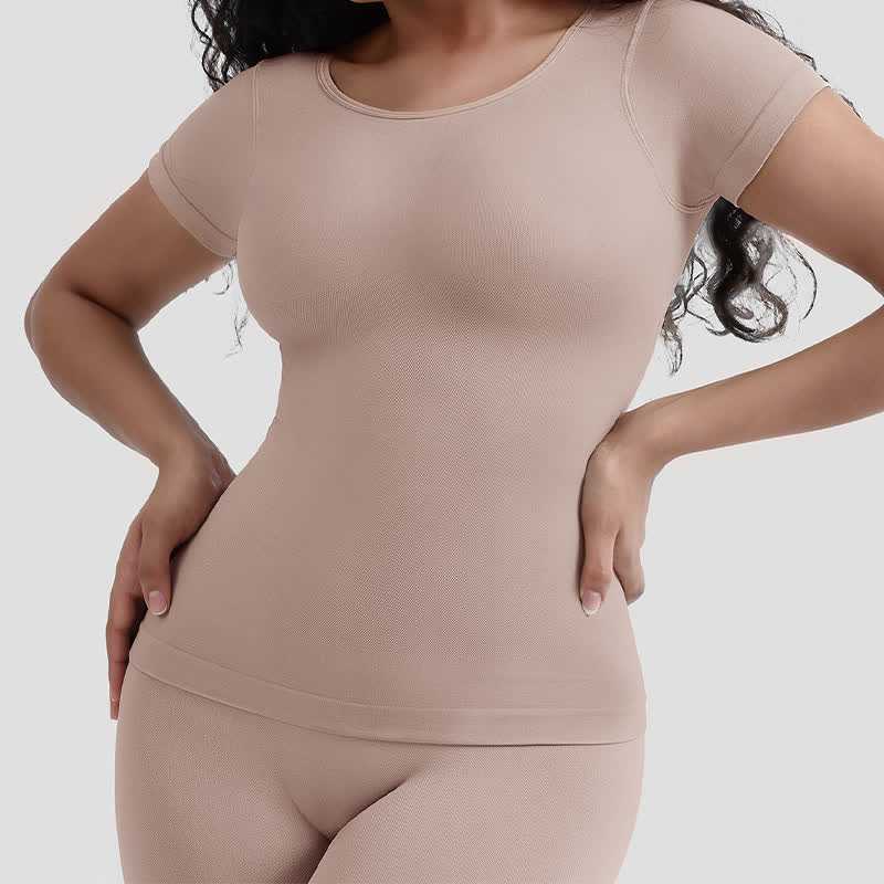 Nahtloses, kurzärmliges Shaping-Top zur Bauchstraffung