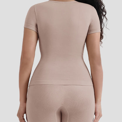 Nahtloses, kurzärmliges Shaping-Top zur Bauchstraffung