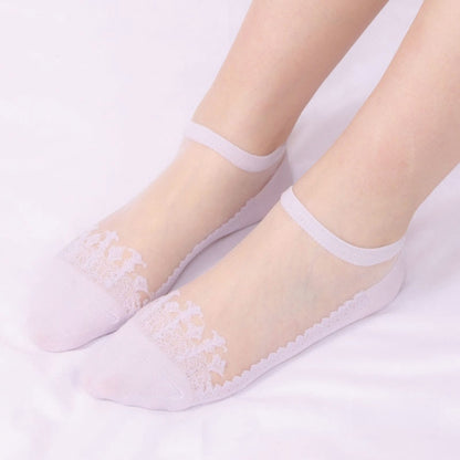 Transparente Jacquard-Söckchen (6 Paar)