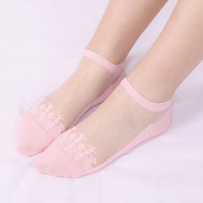 Transparente Jacquard-Söckchen (6 Paar) - Rosa - EU36-40 (US3-7) - image 9