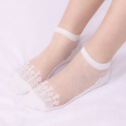 Transparente Jacquard-Söckchen (6 Paar)
