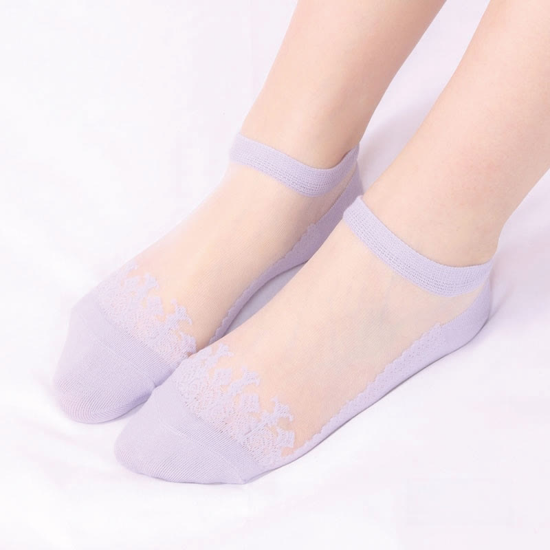 Transparente Jacquard-Söckchen (6 Paar) - Lila - EU36-40 (US3-7) - image 17