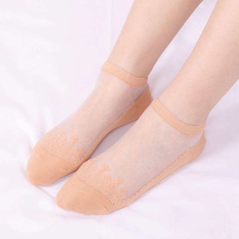 Transparente Jacquard-Söckchen (6 Paar)
