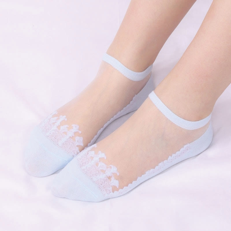 Transparente Jacquard-Söckchen (6 Paar)
