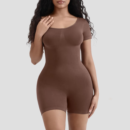 Einfarbiger, kurzärmliger Shapewear-Body