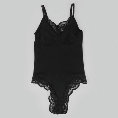 Einfarbiger Shapewear-Body aus Spitze