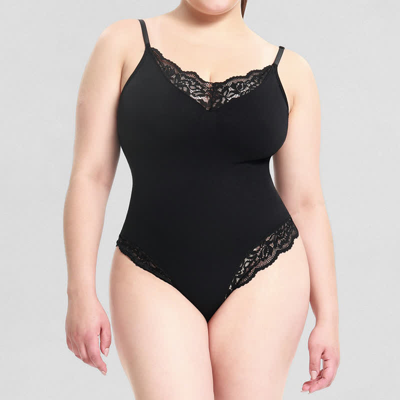 Einfarbiger Shapewear-Body aus Spitze