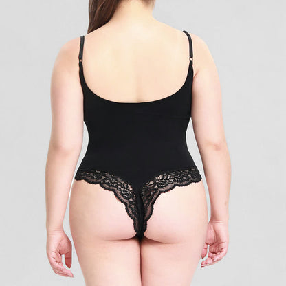 Einfarbiger Shapewear-Body aus Spitze