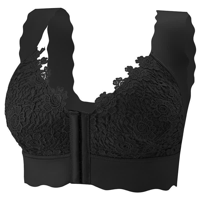 Bügelloser BH mit gewelltem Rand und Frontverschluss - Schwarz - 5XL - image 17