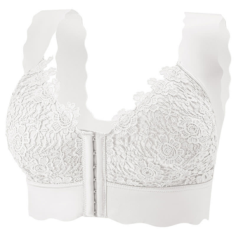 Bügelloser BH mit gewelltem Rand und Frontverschluss - Weiß - 5XL - image 12