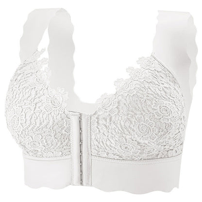 Bügelloser BH mit gewelltem Rand und Frontverschluss - Weiß - 5XL - image 12