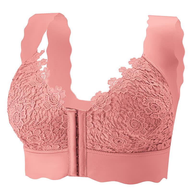Bügelloser BH mit gewelltem Rand und Frontverschluss - Rosa - 5XL - image 4